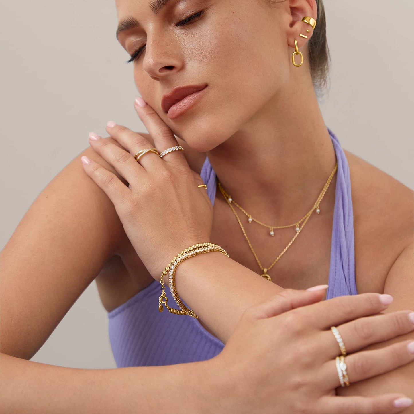PAVOI 14K Two-Toned Gold Convertible Link Earrings for Women | Paperclip Link Chain Earrings | Yellow White Gold Drop Dangle Earrings