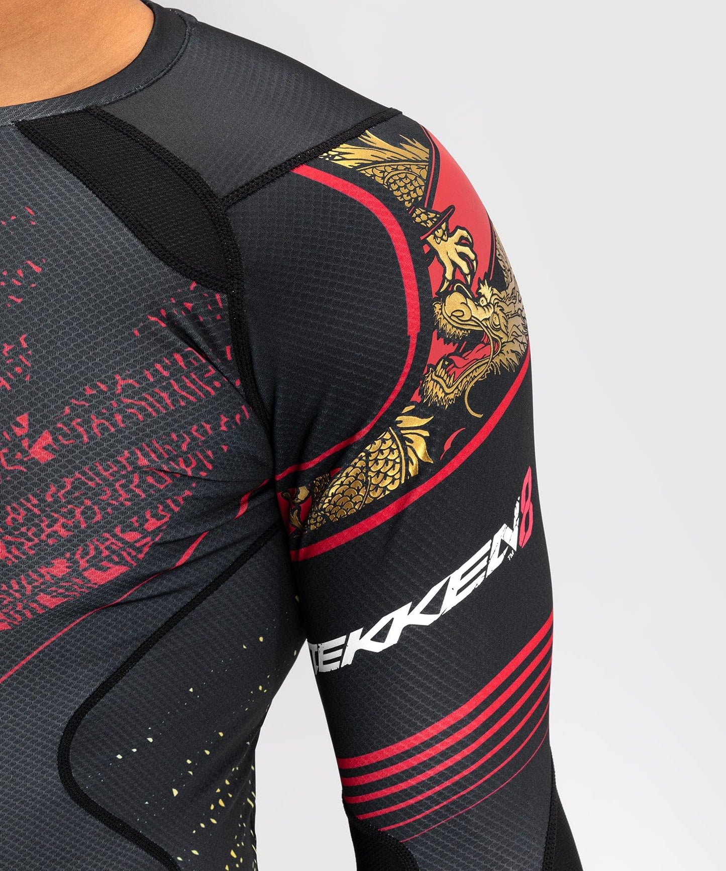 Venum Men's Standard Long Sleeve Rashguard, Black/Red/Gold, X-Large