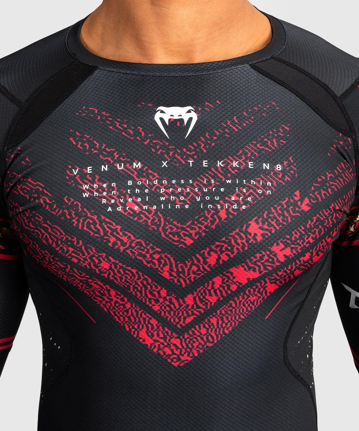 Venum Men's Standard Long Sleeve Rashguard, Black/Red/Gold, X-Large