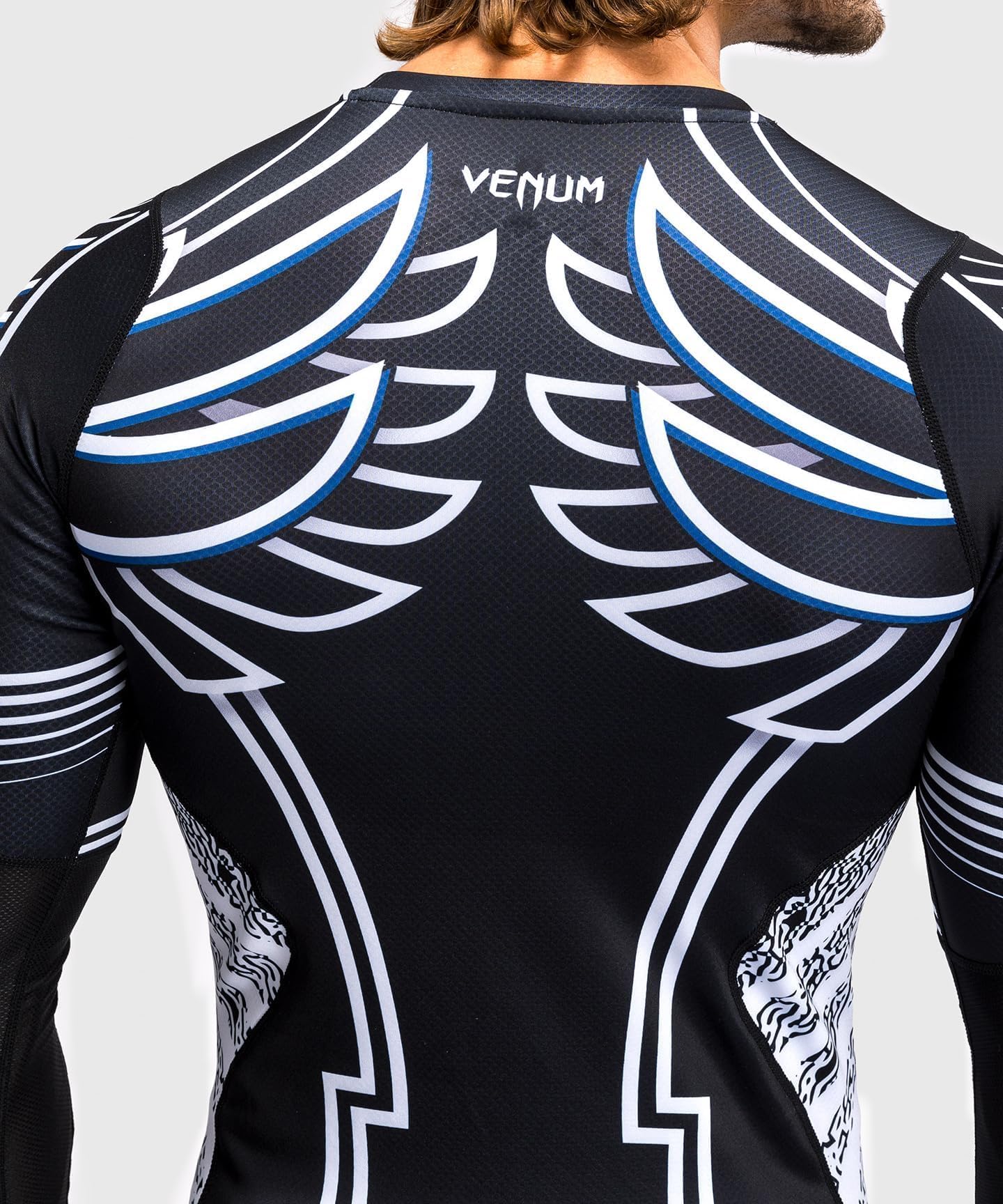 Venum Men's Standard Long Sleeve Rashguard, Blue/Black/White, XX-Large