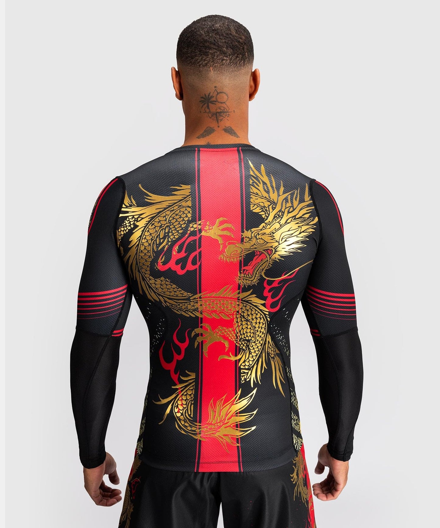 Venum Men's Standard Long Sleeve Rashguard, Black/Red/Gold, X-Large