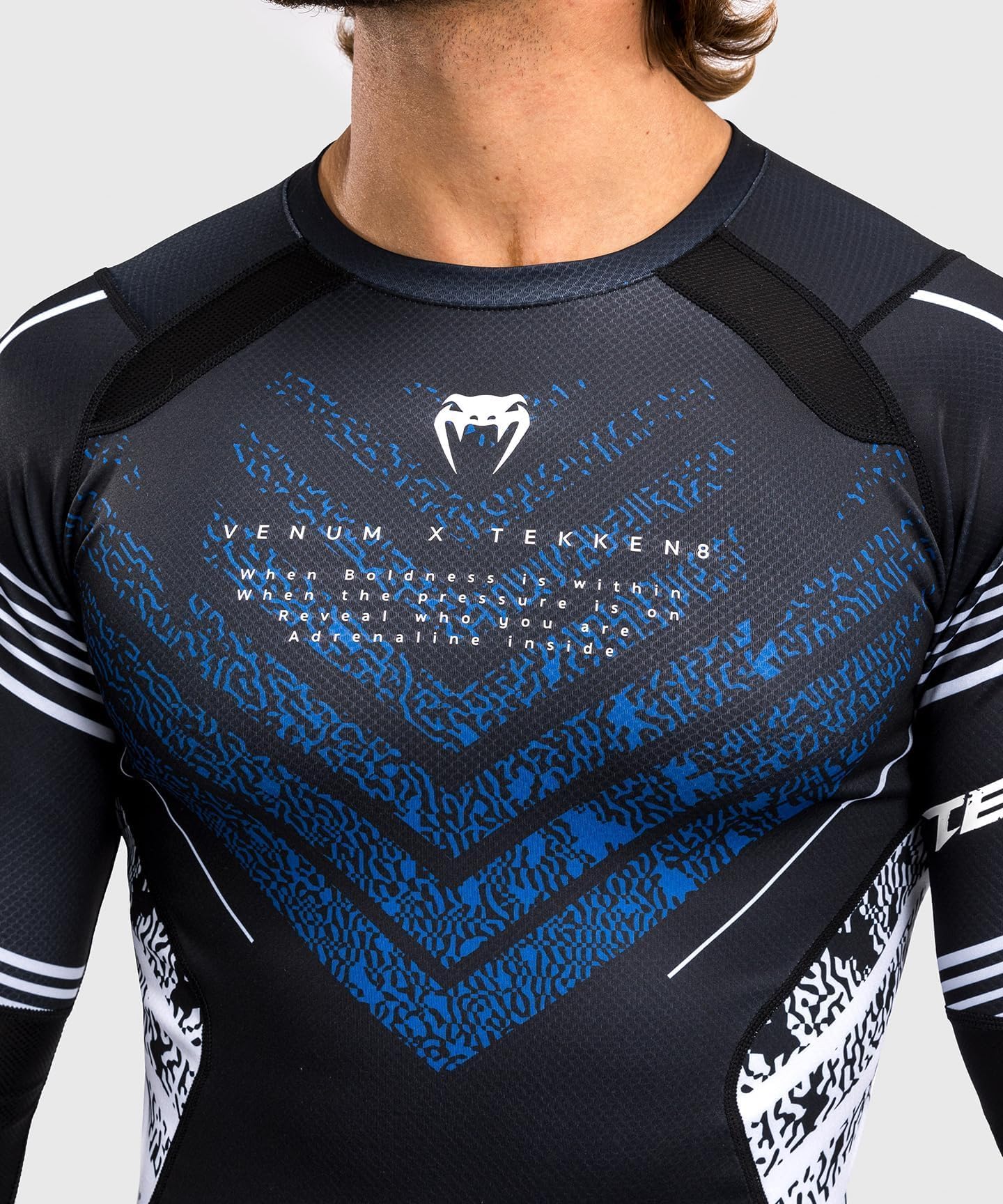 Venum Men's Standard Long Sleeve Rashguard, Blue/Black/White, XX-Large