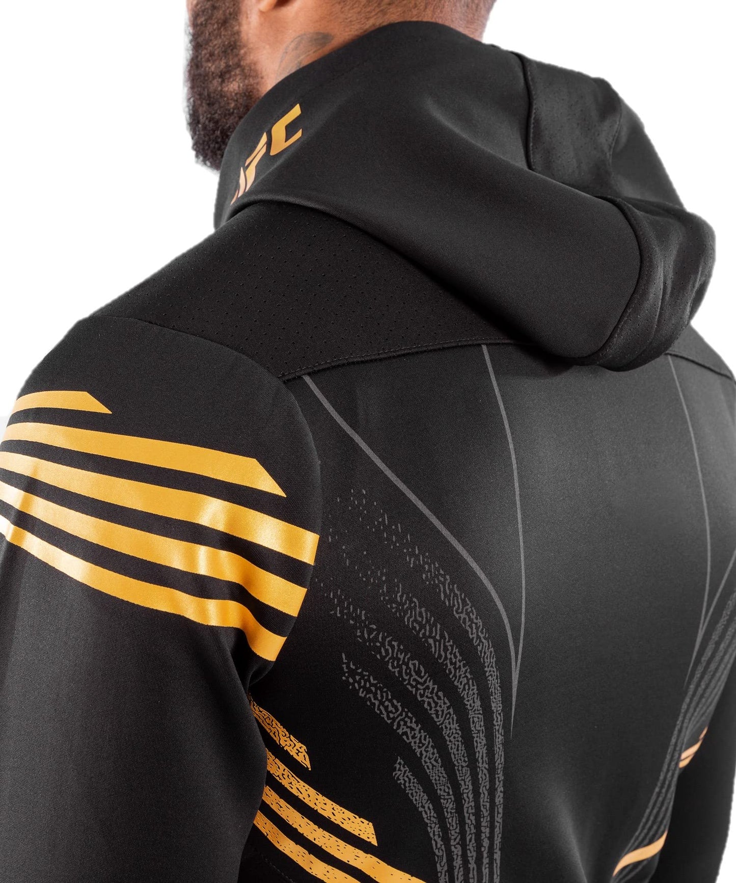 Venum Men's Standard UFC Authentic Fight Night Walkout Hoodie, Black/Gold, Medium